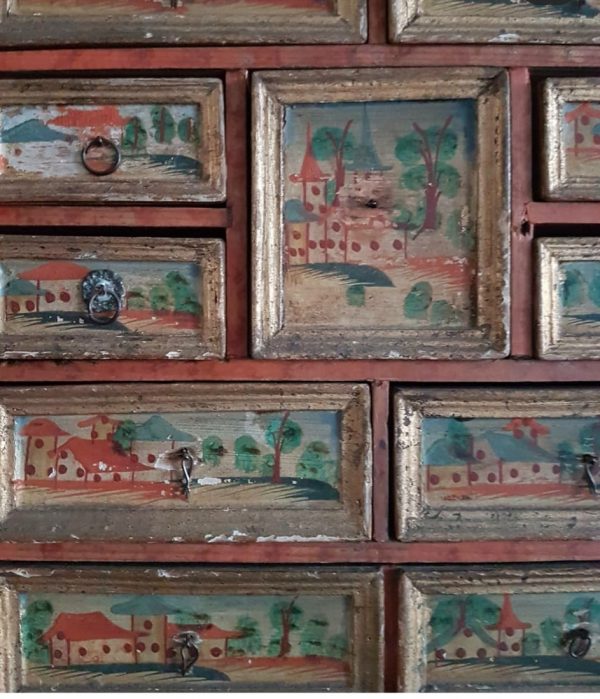 Painted miniature art cabinet